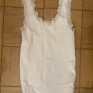 White Lace Trim Tank Top